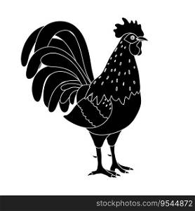 Rooster silhouette icon. Cockerel as a symbol or mascot for children&rsquo;s books, fashion design and postcards with lettering.