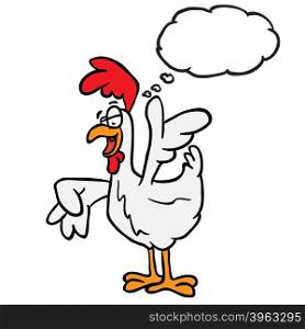 rooster with thought bubble cartoon