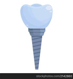 Root tooth implant icon cartoon vector. Dental crown. Oral denture. Root tooth implant icon cartoon vector. Dental crown