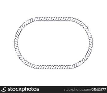 Rope frame in rectangle with rounded corners shape for photo or picture in retro yacht style. Maritime design element for print. Nautical decoration theme. Vector outline illustration.. Rope frame in rectangle with rounded corners shape for photo or picture in retro yacht style. Maritime design element for print. Nautical decoration theme. Vector outline illustration