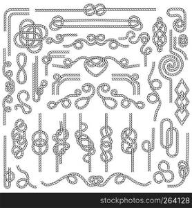 Rope knot. Marine cordage with nautical knots. Navy decoration vector elements. Rope knot. Marine cordage with nautical knots. Navy decoration elements