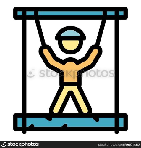 Rope park tree bar icon outline vector. Extreme sport. Forest ladder color flat. Rope park tree bar icon vector flat