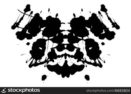 Rorschach inkblot test illustration, random symmetrical abstract ink stains. Psycho diagnostic for inkblot, Rorschach projection psychological techniques or a simple test for silhouette spot Vector. Rorschach inkblot test illustration, symmetrical abstract ink stains