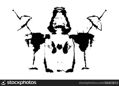 Rorschach inkblot test illustration, random symmetrical abstract ink stains. Psycho diagnostic for inkblot, Rorschach projection psychological techniques or a simple test for silhouette spot Vector. Rorschach inkblot test illustration, symmetrical abstract ink stains
