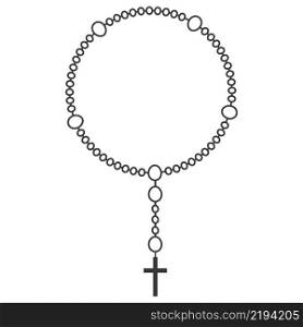 Rosary beads line illustration. Prayer jewelry for meditation. Catholic chaplet with a cross. Religion symbol. Vector.. Rosary beads line illustration. Prayer jewelry for meditation. Catholic chaplet with a cross. Religion symbol. Vector