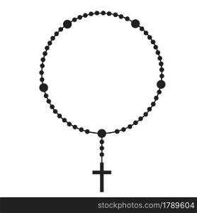 Rosary beads silhouette. Prayer jewelry for meditation. Catholic chaplet with a cross. Religion symbol. Vector isolated illustration. Rosary beads silhouette. Prayer jewelry for meditation. Catholic chaplet with a cross. Religion symbol. Vector illustration.