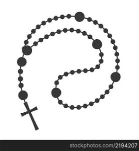 Rosary beads silhouette. Prayer jewelry for meditation. Catholic chaplet with a cross. Religion symbol. Vector isolated illustration. Rosary beads silhouette. Prayer jewelry for meditation. Catholic chaplet with a cross. Religion symbol. Vector illustration.