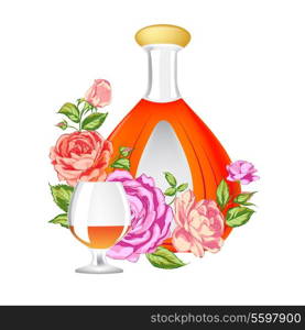 Rose and Cognac abstraction. Vector illustration.