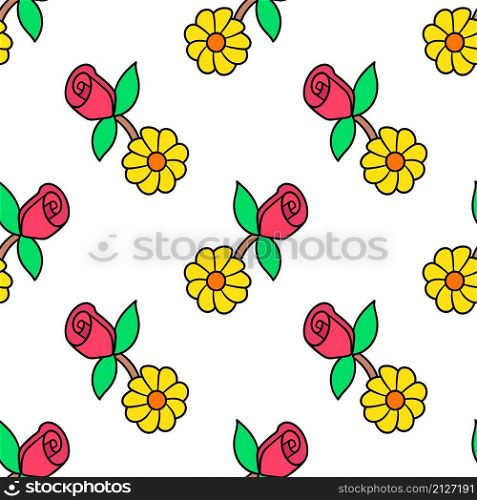 rose and sunflower seamless textile print