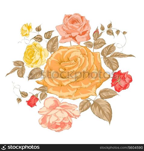 Rose bud over white. Vector Illustration.
