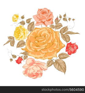 Rose bud over white. Vector Illustration.