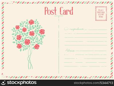 Rose bush postcard.
