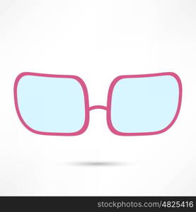rose-colored glasses for eyes on white background
