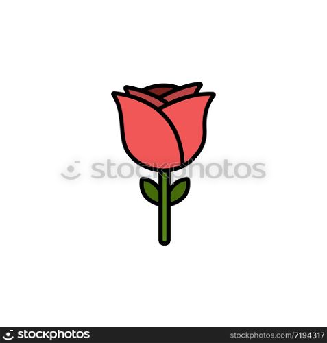 Rose. Filled color icon. Isolated flower vector illustration