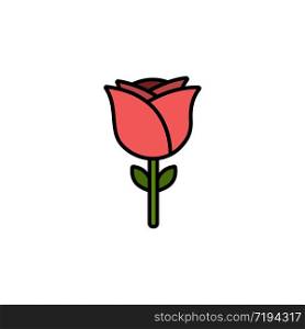 Rose. Filled color icon. Isolated flower vector illustration