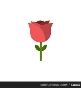 Rose. Flat color icon. Isolated flower vector illustration