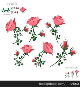 Rose flower brush. Floral brush for your design. Isolated on a white background.