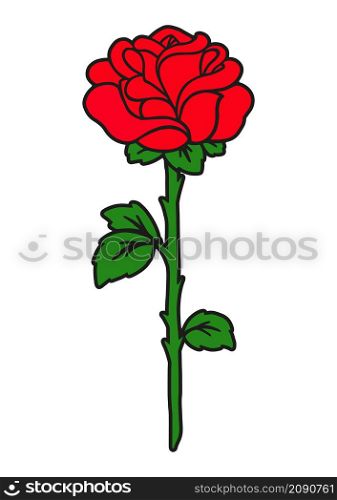 Rose flower. Color silhouette. Design element. Vector illustration isolated on white background. Template for books, stickers, posters, cards, clothes.