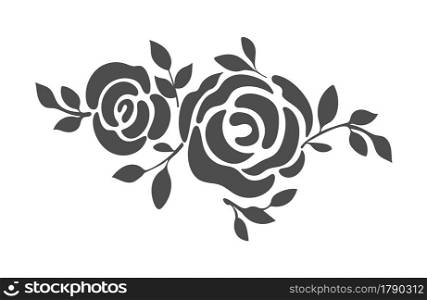 Rose flower for creative design, decoration and scrapbooking. Flat style