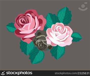 rose flower icon colored classical sketch