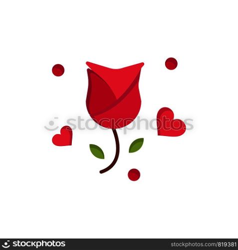 Rose, Flower, Love, Propose, Valentine Flat Color Icon. Vector icon banner Template