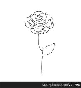 Rose flower on white background. One line drawing style.Tattoo idea.