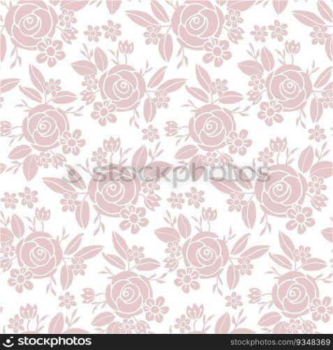 Rose flower seamless pattern for textile design, monochrome vector background. Rose flower seamless pattern for textile design, monochrome background