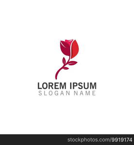 Rose flower with leaves logo Vector Image illustration design concept