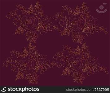 rose flowers sketch pattern on red background