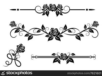 Rose flowers with vintage elements and borders
