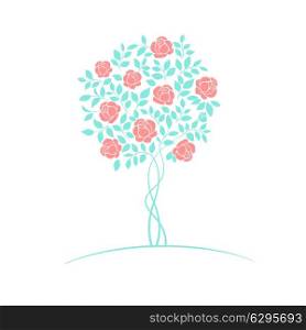 Rose garden tree logo isolated over white background. Vector illustration.