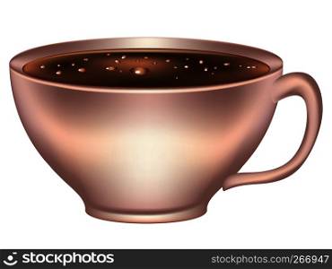 Rose gold color cup full of tasty black coffee design.