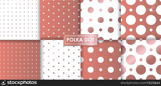 Rose gold polkadot seamless pattern collection, Abstract background, Decorative wallpaper.