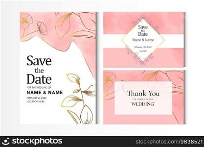 Rose gold watercolor wedding invitation card Vector Image