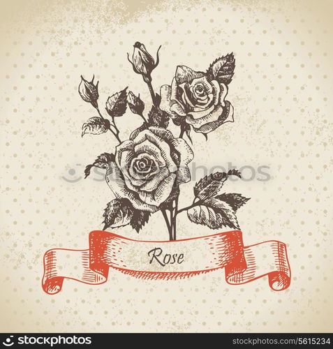 Rose. Hand drawn vintage design&#x9;