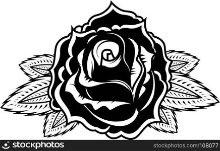 Rose illustration in tattoo style. Design element for oster, emblem, sign,t shirt. Vector illustration