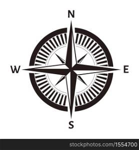 Rose of wind nautical equipment compass vector isolated monochrome sketch marine navigation direction pointer North and South West and East sailing compact old device for orientation in sea or ocean.. Compass rose of wind nautical equipment isolated icon