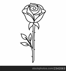 Rose on white background. Vector doodle illustration. Beautiful flower. Postcard decor element.