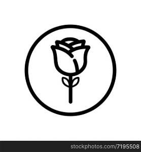 Rose. Outline icon in a circle. Isolated flower vector illustration