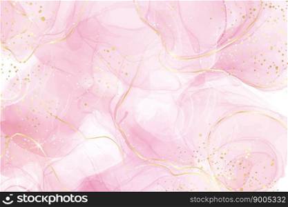 Rose pink liquid watercolor background with golden dots. Dusty blush marble alcohol ink drawing effect. Vector illustration design template for wedding invitation, menu, rsvp.. Rose pink liquid watercolor background with golden dots. Dusty blush marble alcohol ink drawing effect. Vector illustration design template for wedding invitation, menu, rsvp