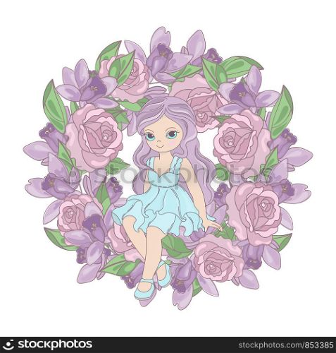 ROSE PRINCESS Floral Flower Wreath Vector Illustration Set