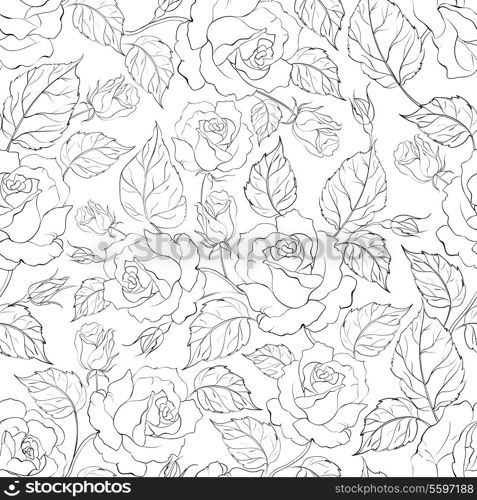 Rose seamless background. Vector illustration.