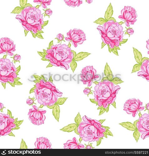 Rose seamless background. Vector illustration.