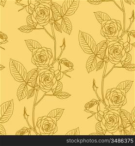 Rose seamless flower background, vector illustration.