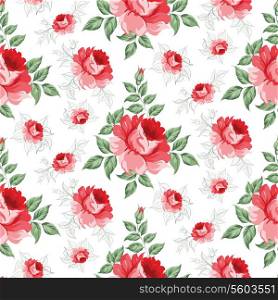 Rose seamless pattern for floral background. Vector illustration.