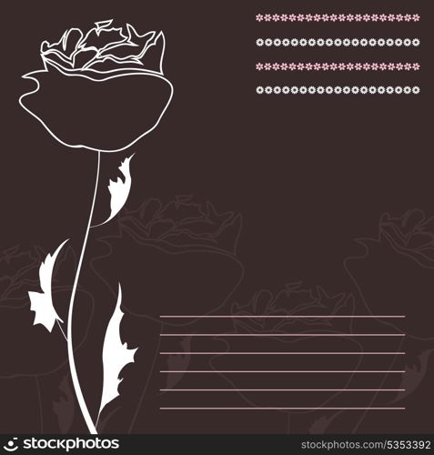 Rose. White rose on a brown background. A vector illustration