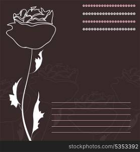 Rose. White rose on a brown background. A vector illustration