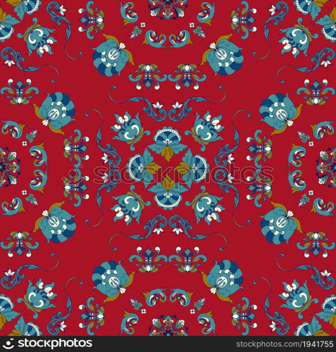 Rosemaling tile, traditional Norwegian decorative pattern. Vector illustration