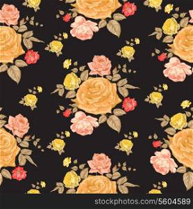 Roses, floral background, seamless pattern. Vector illustration.