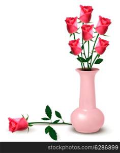 Roses in a vase. Vector.